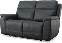 shelby blue power leather reclining console loveseat   