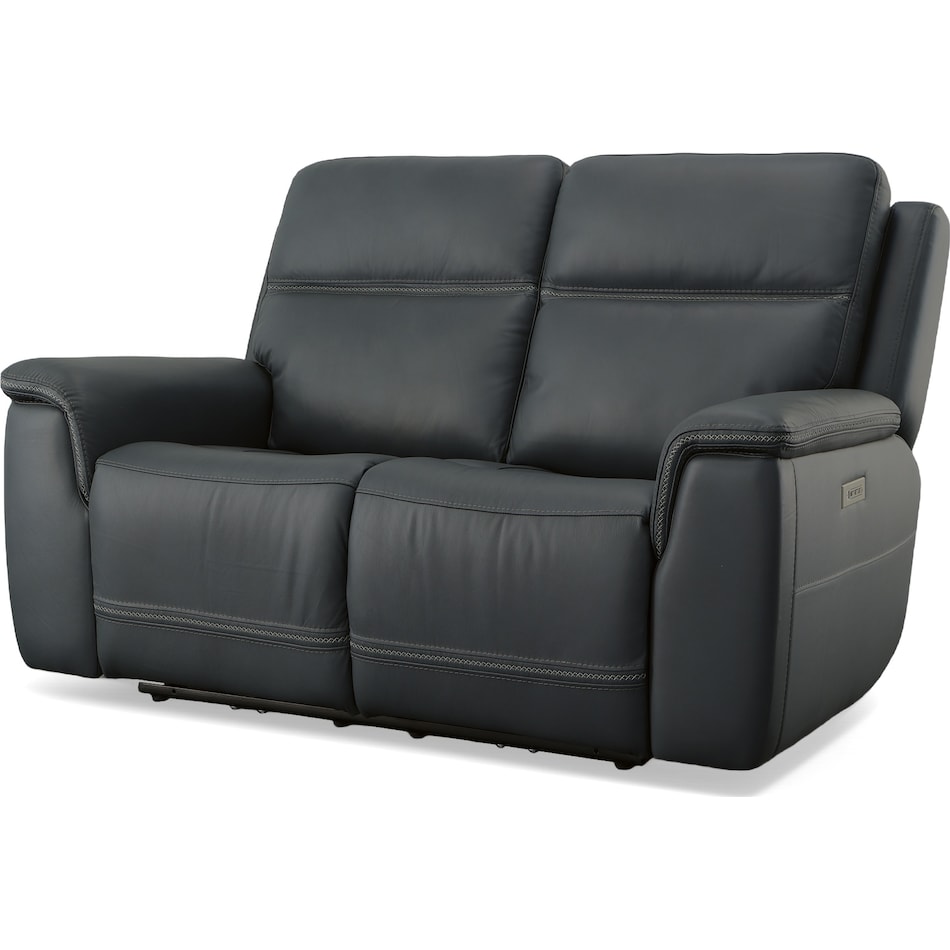 shelby blue power leather reclining console loveseat   