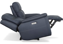 shelby blue power leather reclining console loveseat   
