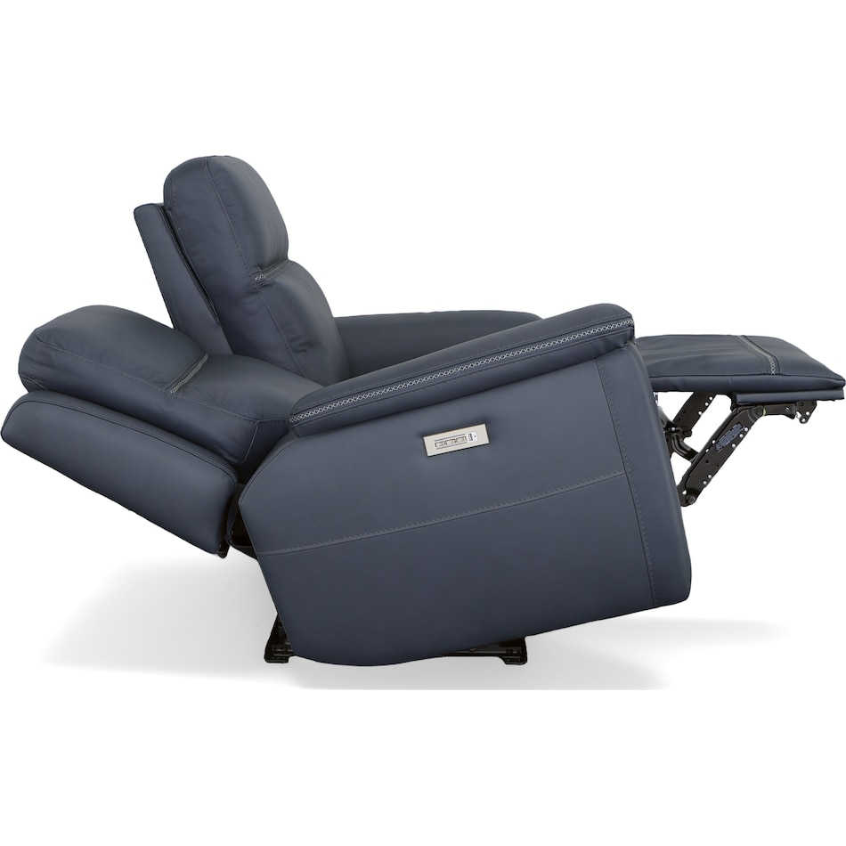 shelby blue power leather reclining console loveseat   