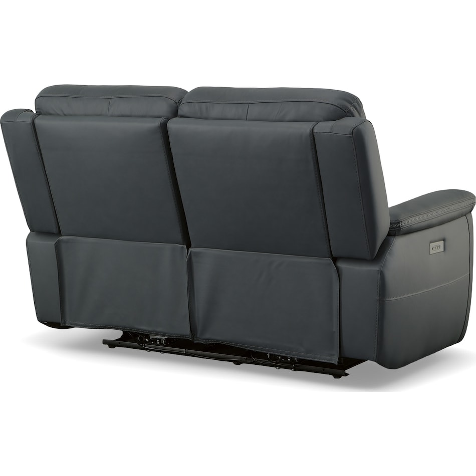 shelby blue power leather reclining console loveseat   