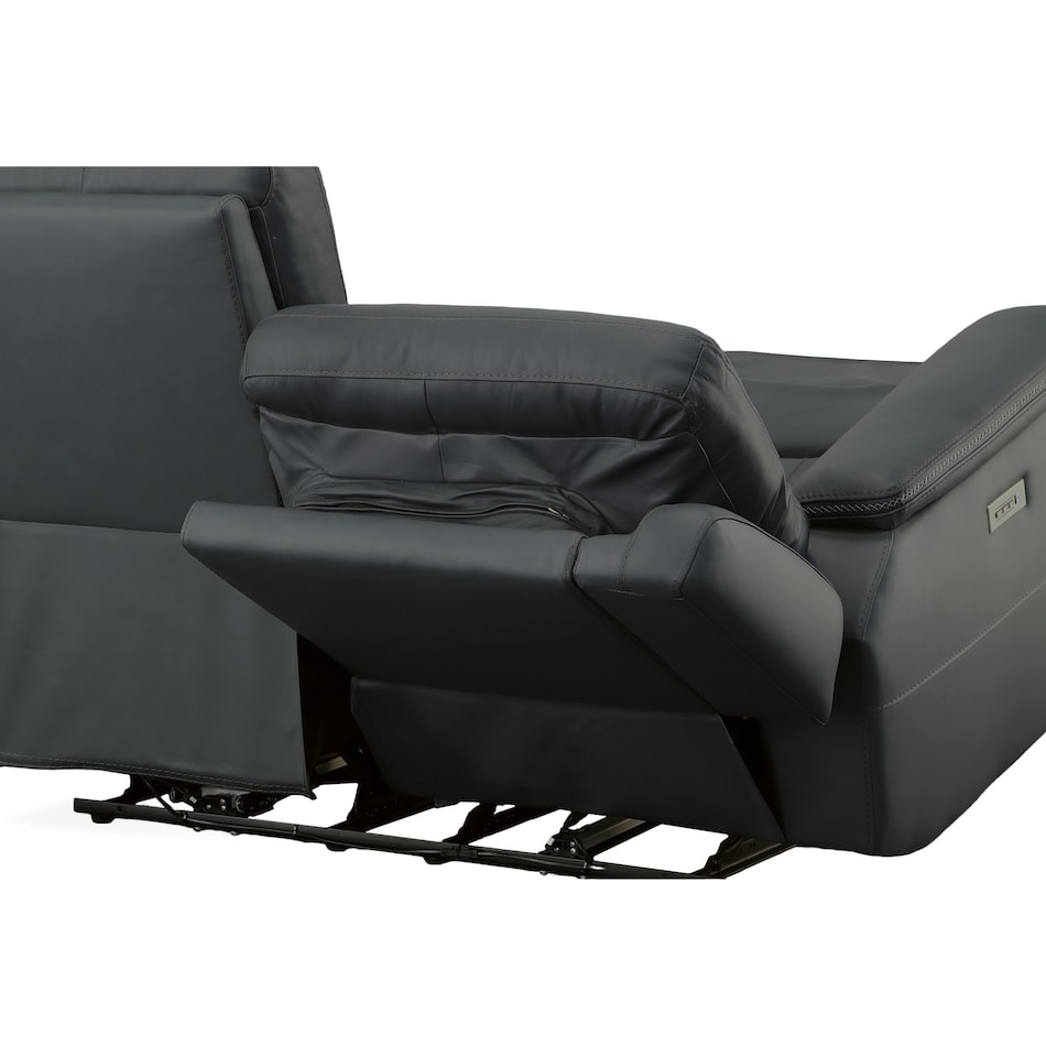 shelby blue power leather reclining console loveseat   