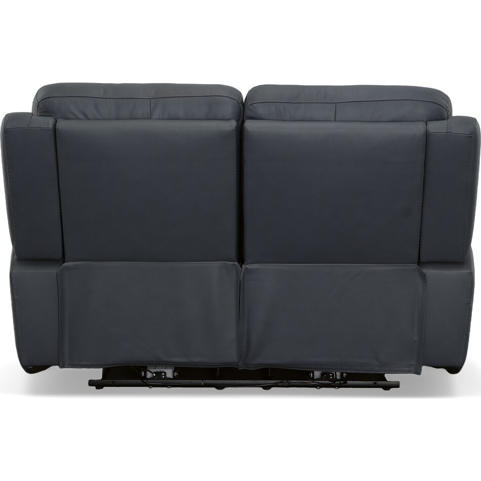 shelby blue power leather reclining console loveseat   