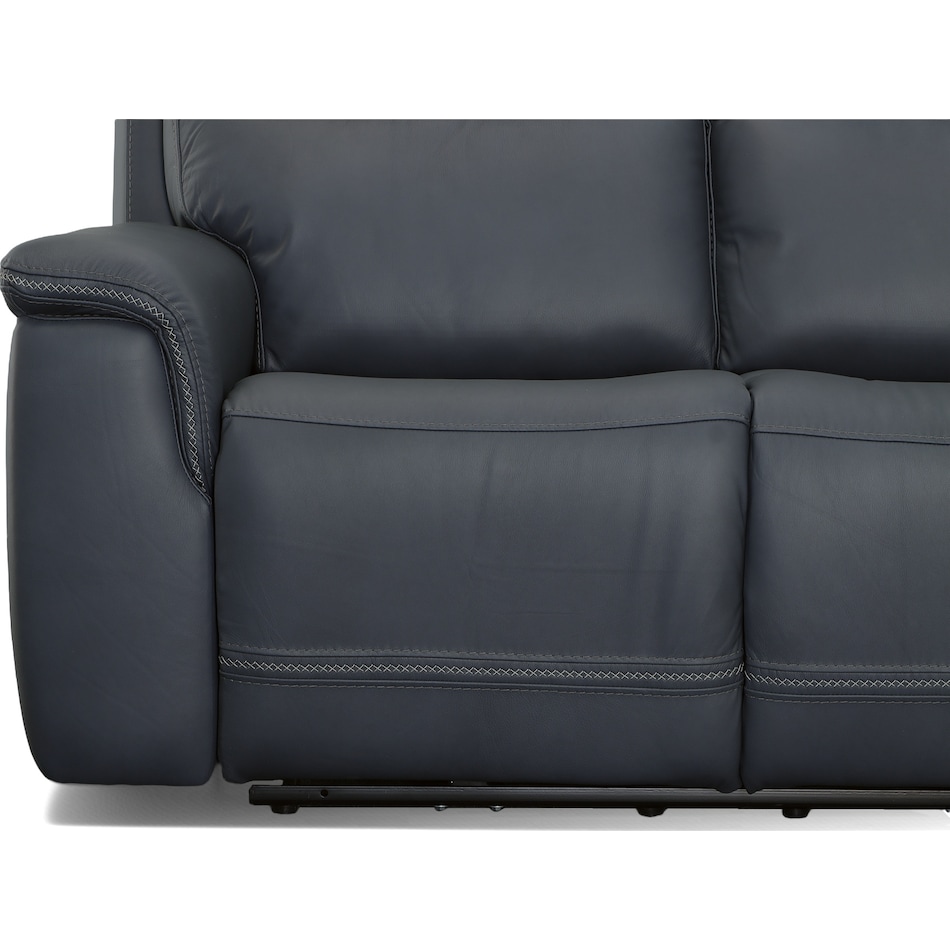 shelby blue power leather reclining console loveseat   