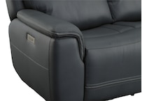 shelby blue power leather reclining console loveseat   