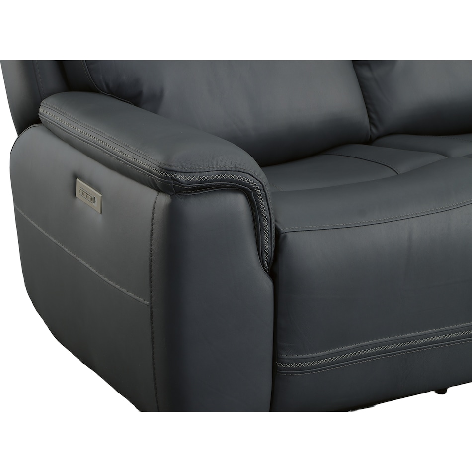 shelby blue power leather reclining console loveseat   