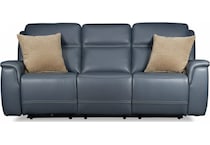 shelby blue power leather reclining sofa   
