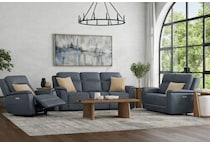 shelby blue power leather reclining sofa   