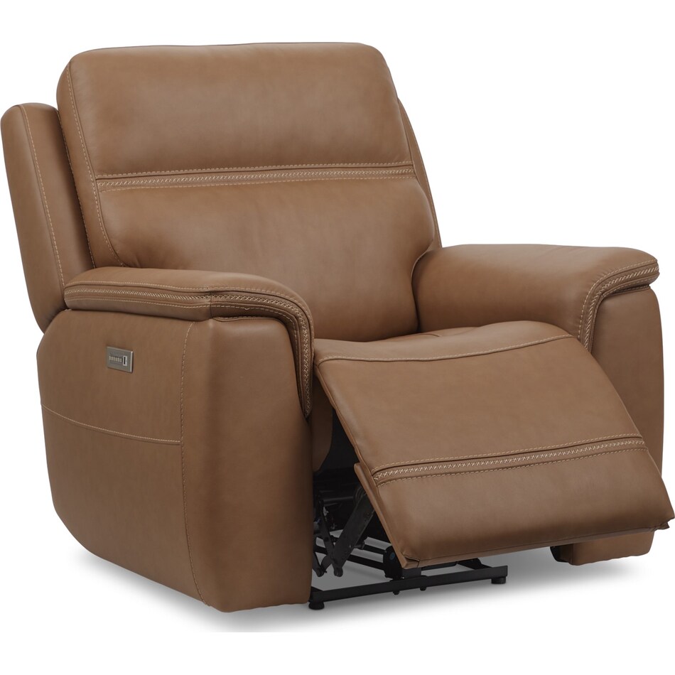 shelby brown power leather recliner   