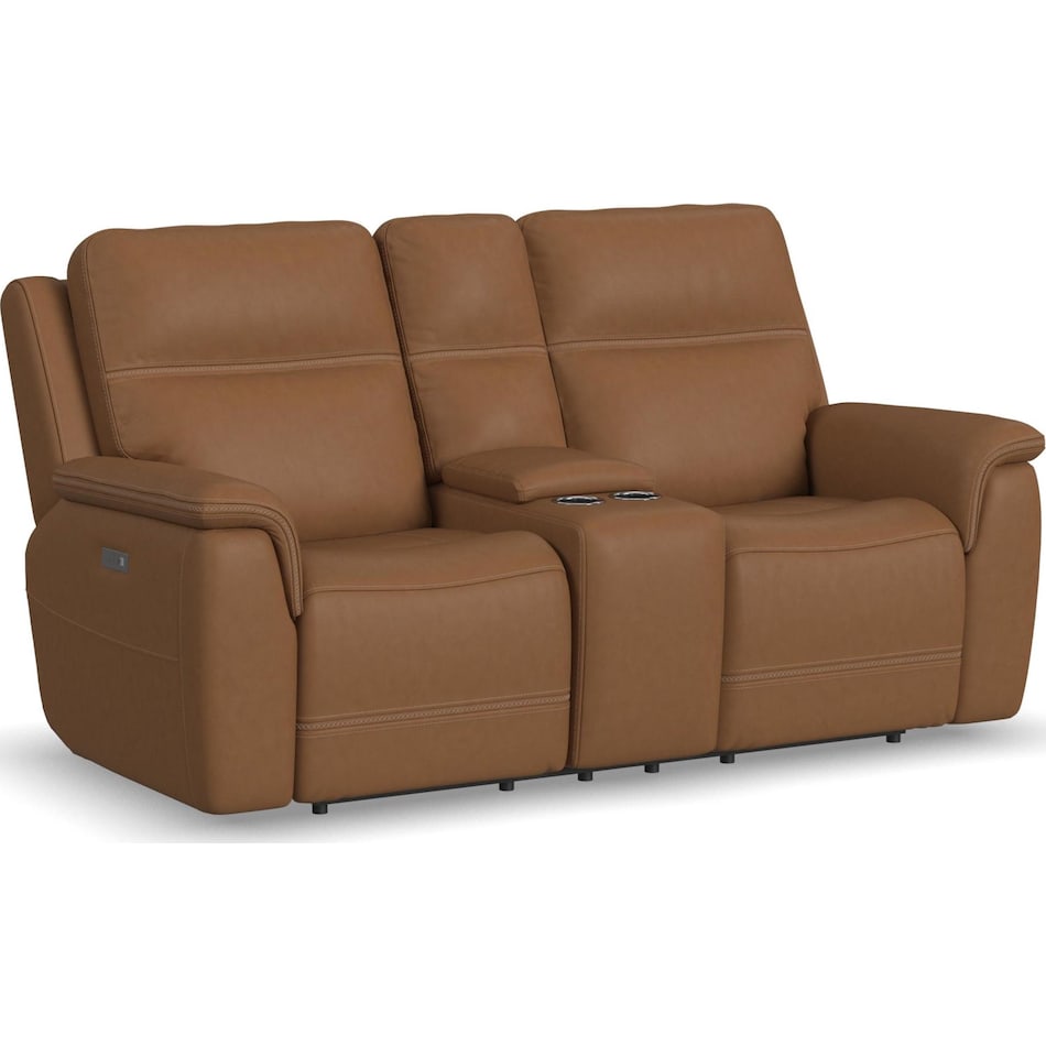 shelby brown power leather reclining console loveseat   