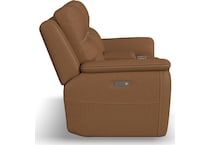 shelby brown power leather reclining console loveseat   