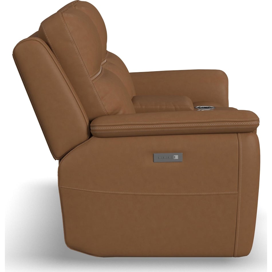 shelby brown power leather reclining console loveseat   