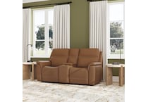shelby brown power leather reclining console loveseat   