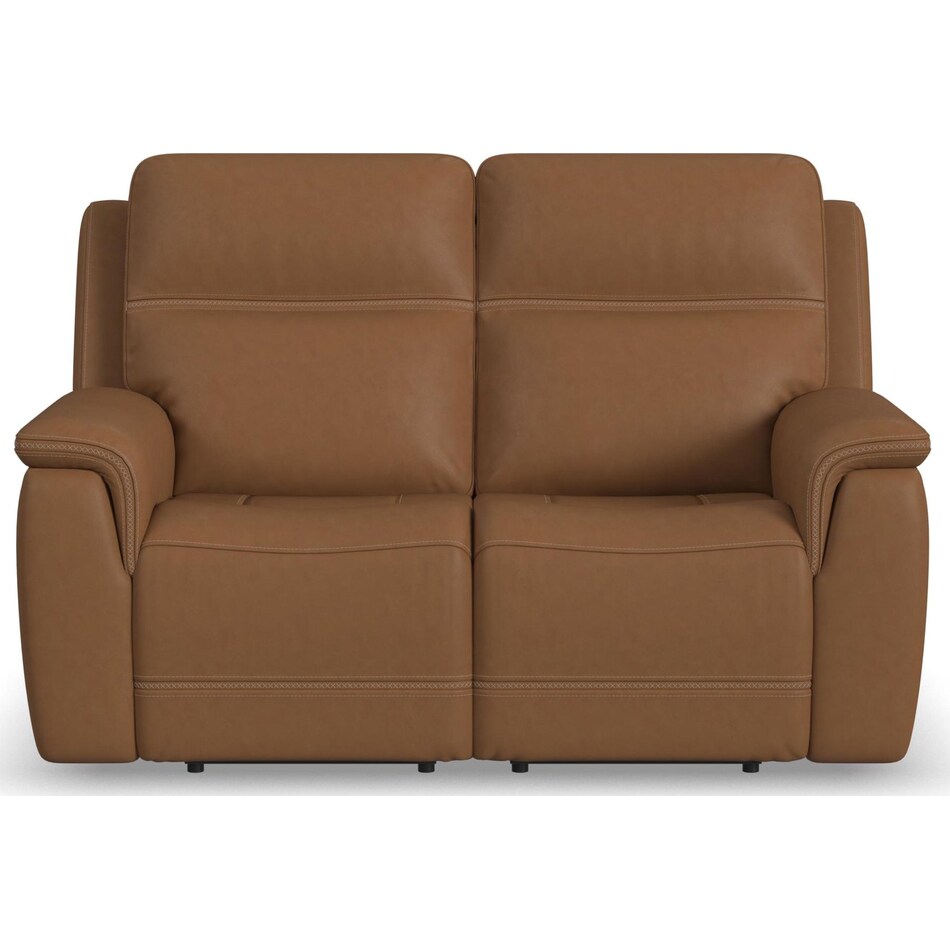 shelby brown power leather reclining console loveseat   