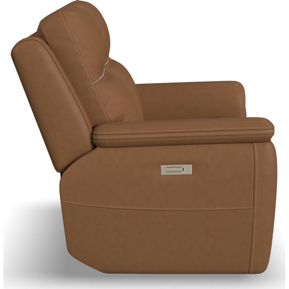 shelby brown power leather reclining console loveseat   