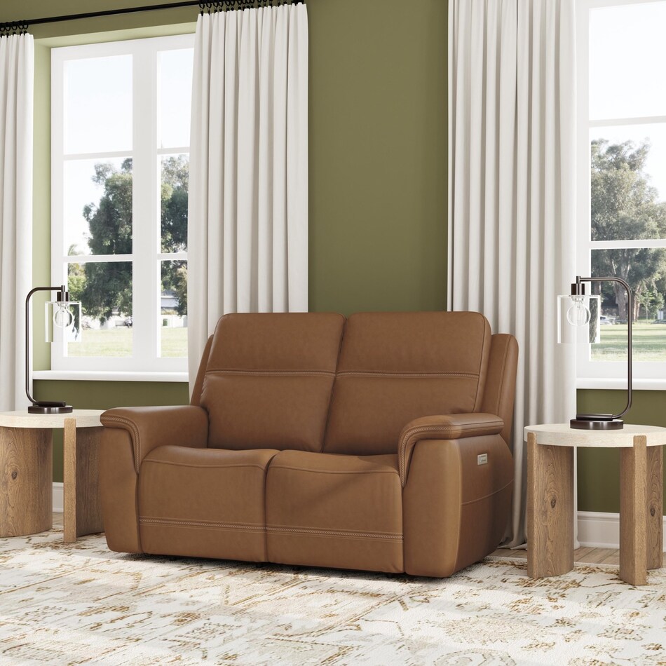 shelby brown power leather reclining console loveseat   