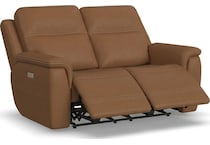 shelby brown power leather reclining console loveseat   