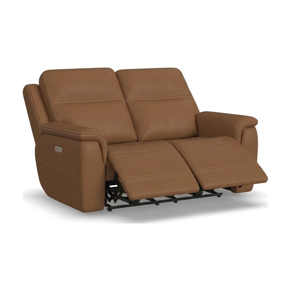 shelby brown power leather reclining console loveseat   
