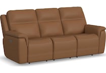 shelby brown power leather reclining sofa   