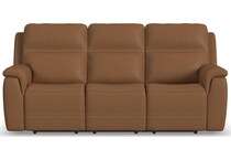 shelby brown power leather reclining sofa   