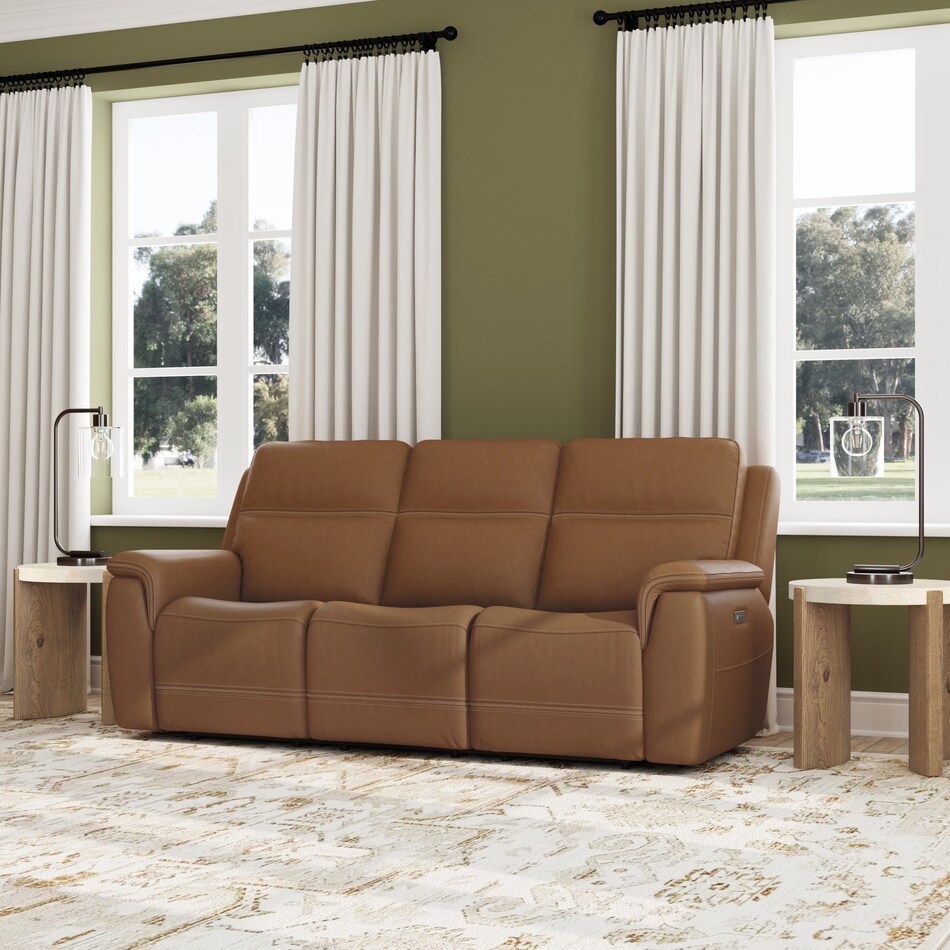 shelby brown power leather reclining sofa   