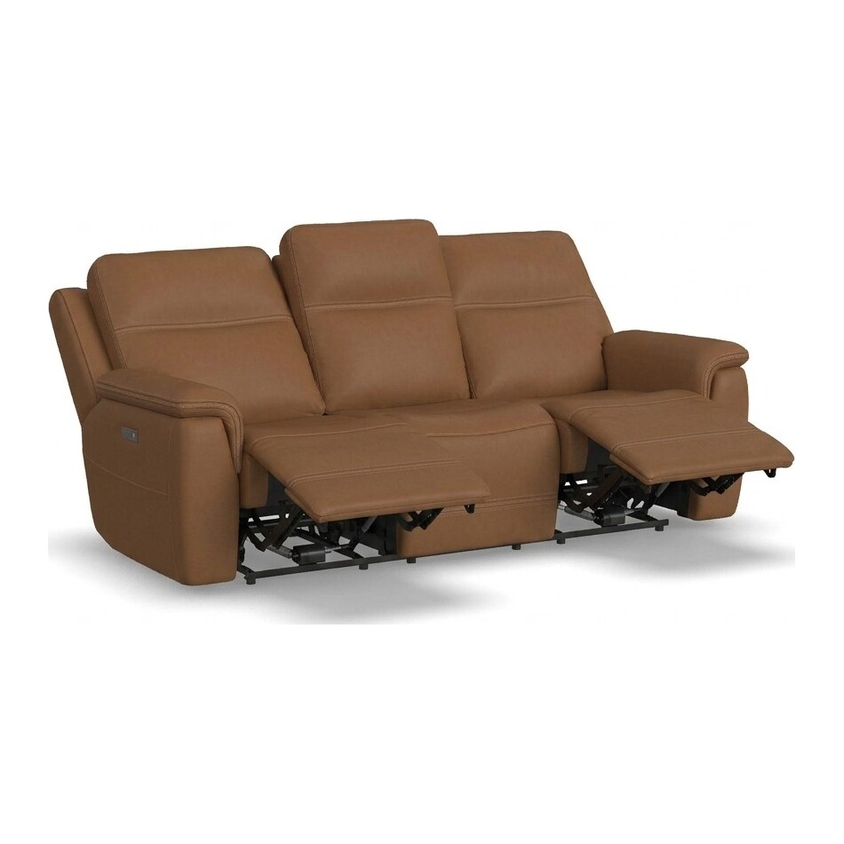 shelby brown power leather reclining sofa   