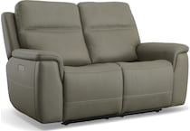 shelby gray power leather reclining console loveseat   