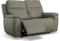 shelby gray power leather reclining console loveseat   