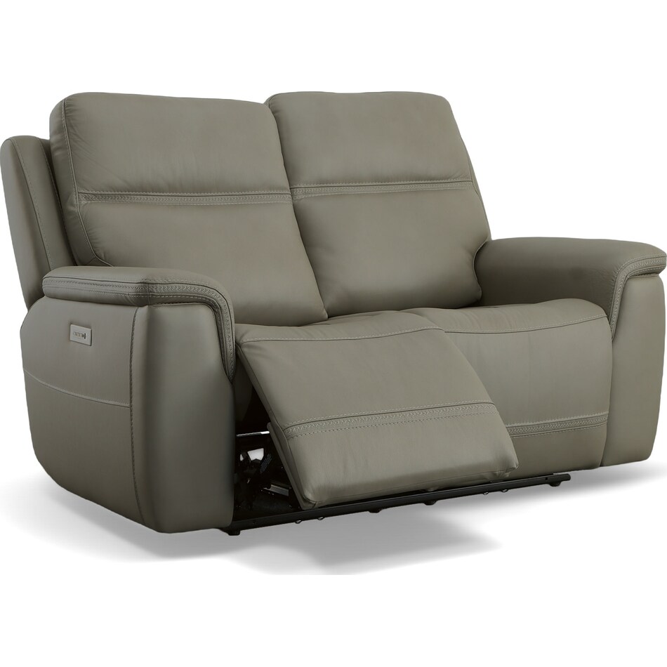shelby gray power leather reclining console loveseat   