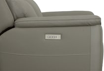 shelby gray power leather reclining console loveseat   