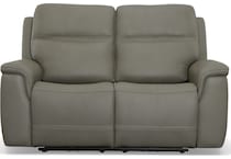 shelby gray power leather reclining console loveseat   