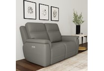 shelby gray power leather reclining console loveseat   