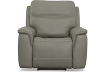 shelby grey power leather recliner   