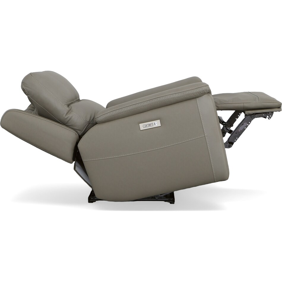 shelby grey power leather recliner   