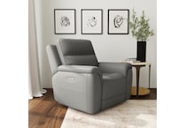 shelby grey power leather recliner   