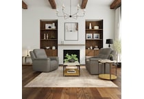 shelby grey power leather recliner   