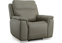 shelby grey power leather recliner   