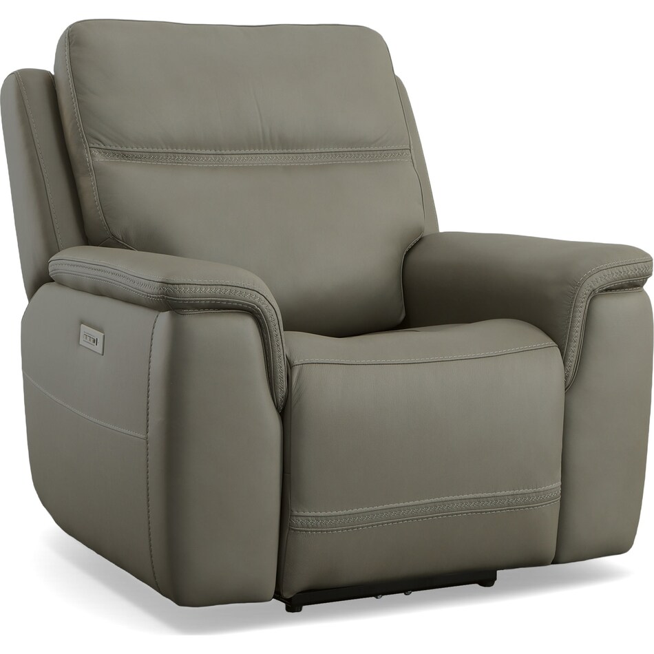 shelby grey power leather recliner   