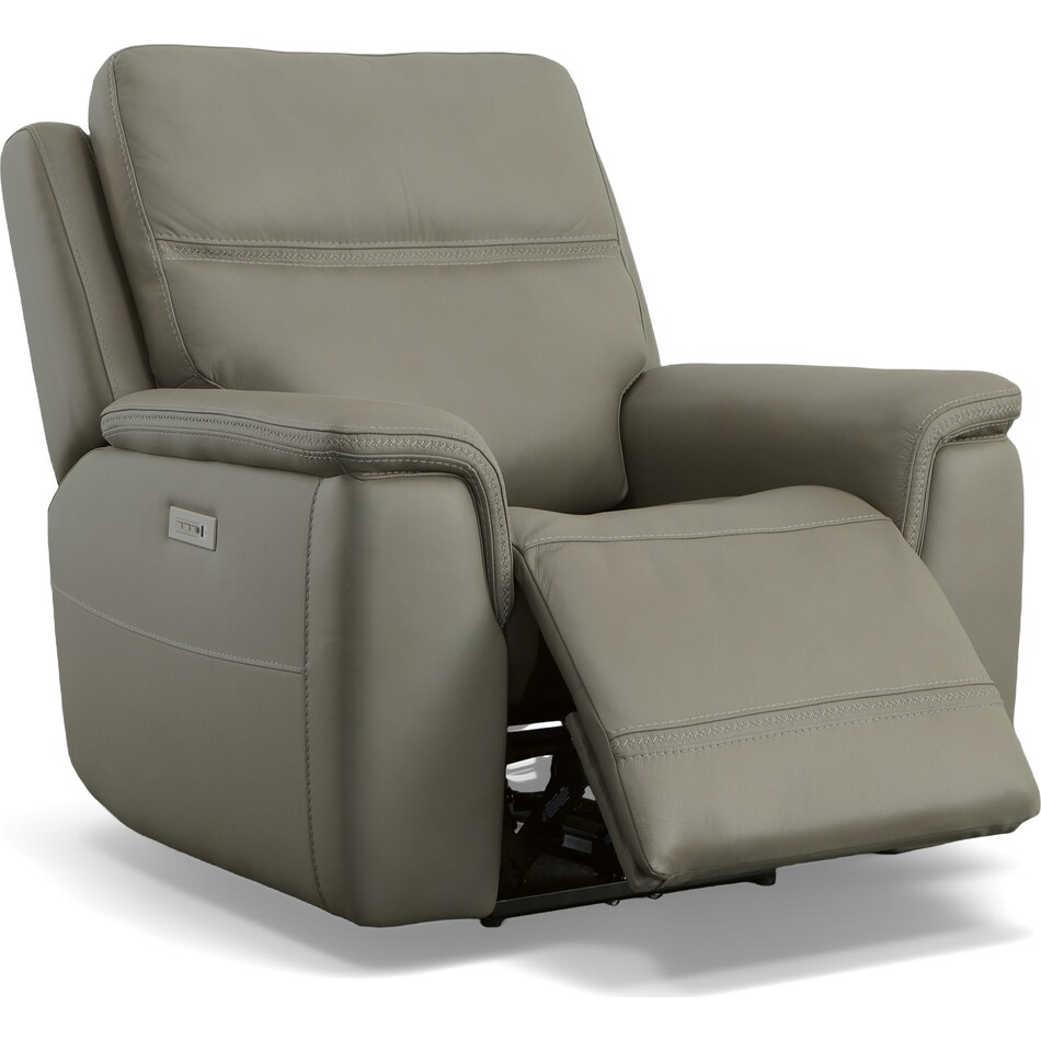 shelby grey power leather recliner   