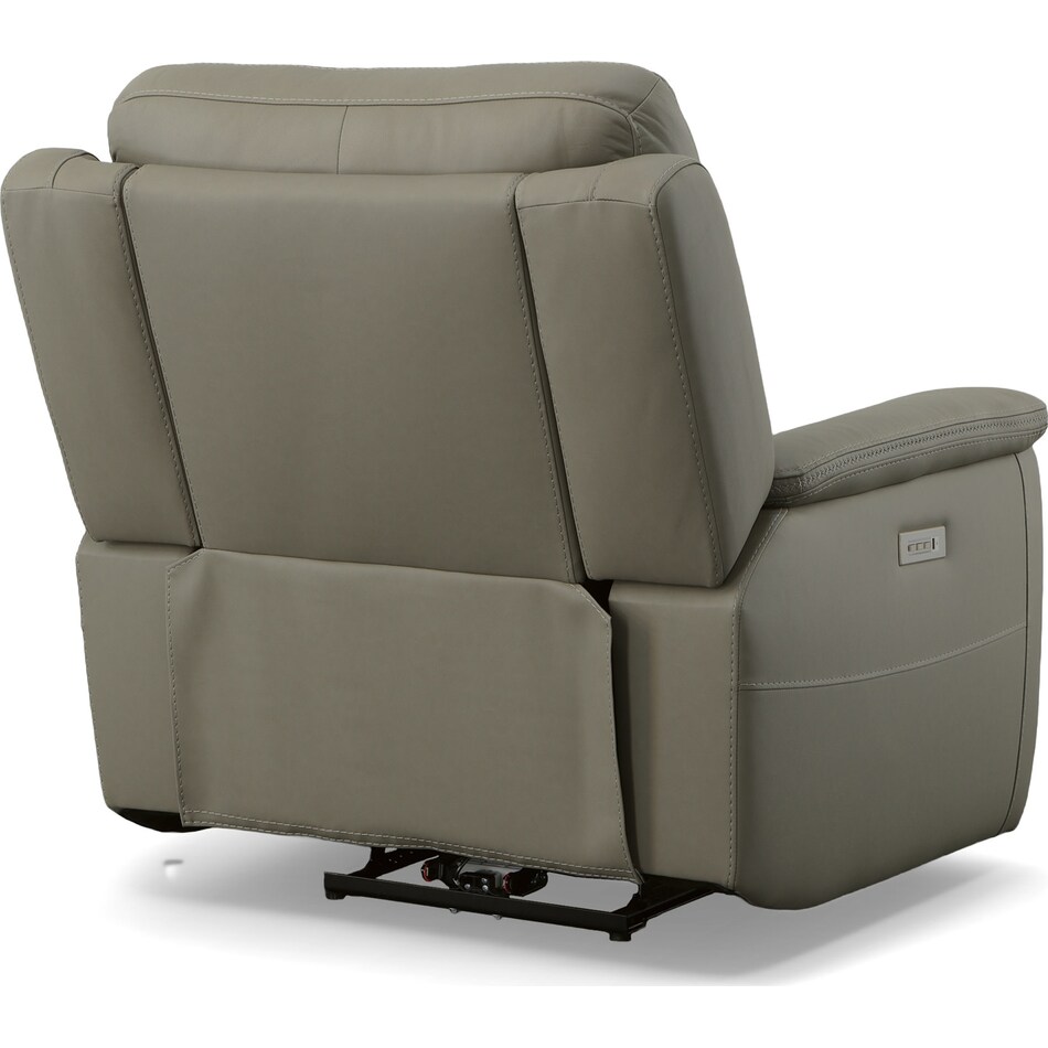 shelby grey power leather recliner   