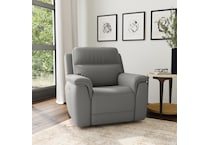 shelby grey power leather recliner   
