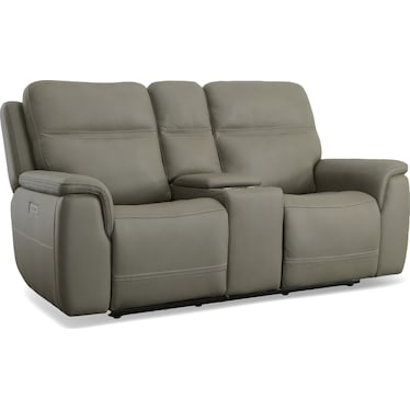 SHELBY LEATHER POWER RECLINING CONSOLE LOVESEAT BY FLEXSTEEL