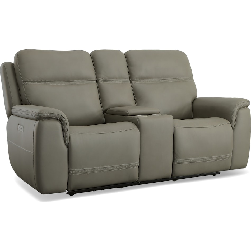 shelby grey power leather reclining console loveseat   