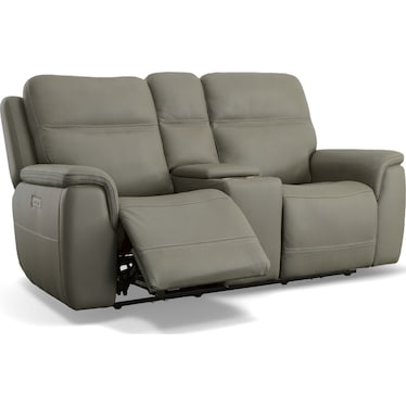 SHELBY LEATHER POWER RECLINING CONSOLE LOVESEAT BY FLEXSTEEL