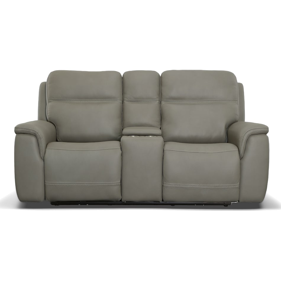 shelby grey power leather reclining console loveseat   