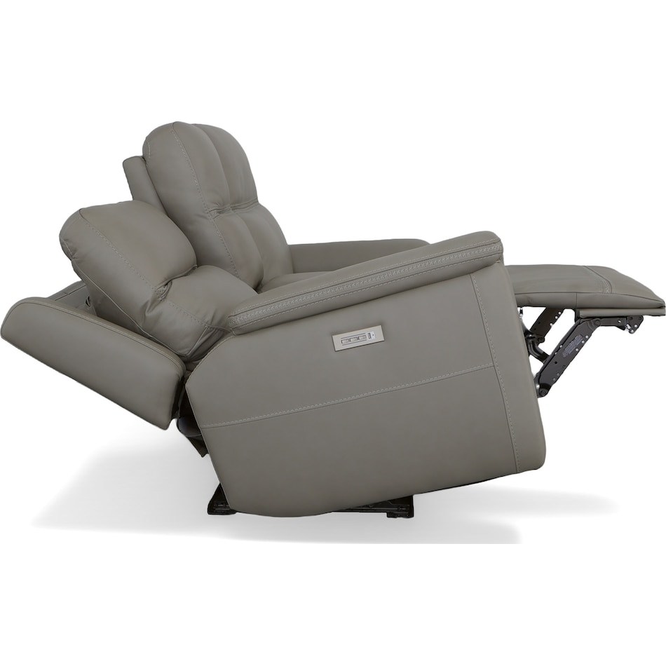 shelby grey power leather reclining console loveseat   