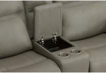 shelby grey power leather reclining console loveseat   
