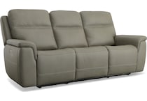 shelby grey power leather reclining sofa   