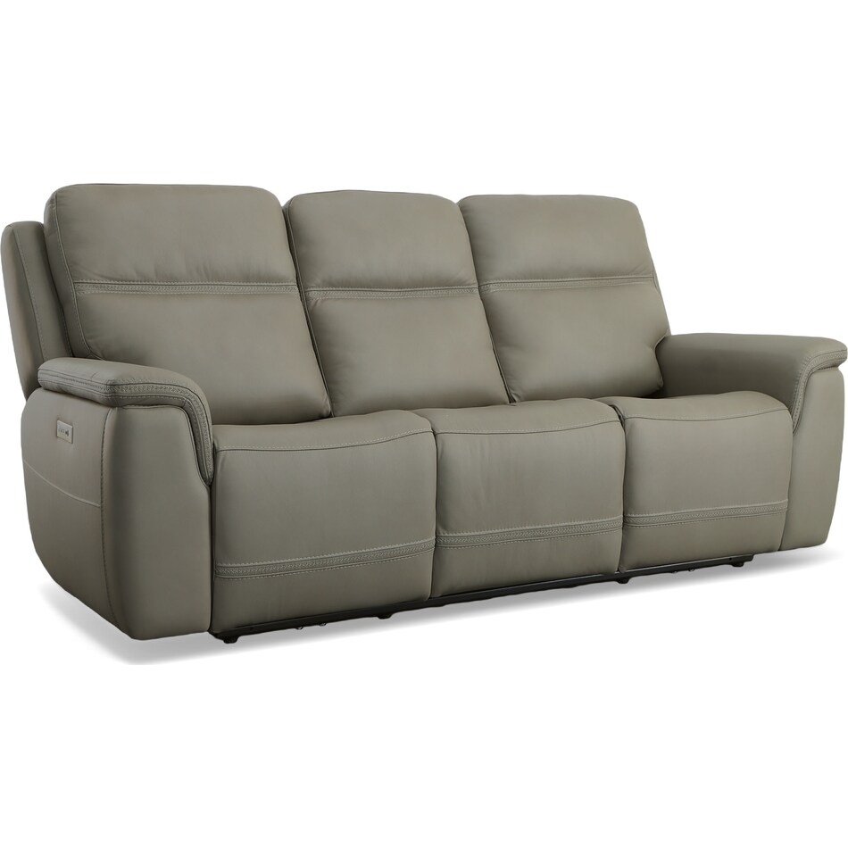 shelby grey power leather reclining sofa   