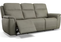 shelby grey power leather reclining sofa   